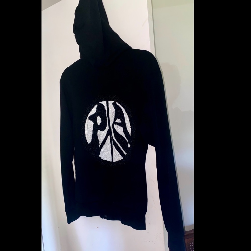 Palm Angels Beaded Embroided Zip Up Hoodie